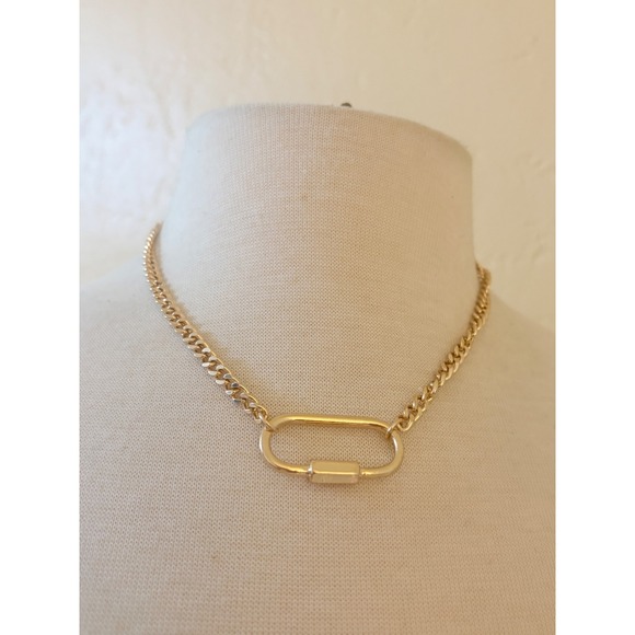 Jewelry - Gold Carabiner Link Chain Necklace Industrial Curb Chain Adjustable Statement